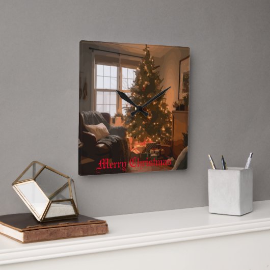 Yuletide Charm Vierkante Klok (Kantoor)