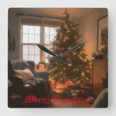 Yuletide Charm Vierkante Klok (Voorkant)