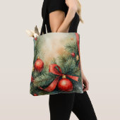 Yuletide Charm Waterverf Canvas tas (Dichtbij)