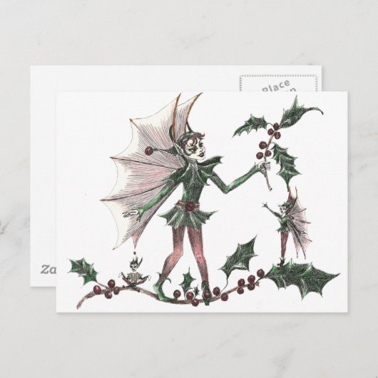 Yuletide Fairy cards Briefkaart (Voorkant / Achterkant)