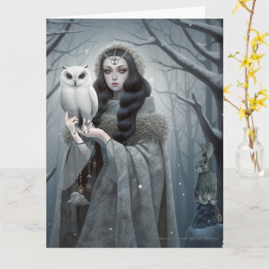 Yuletide Fantasy Goddess Wenskaart Kaart (Gele Bloem)