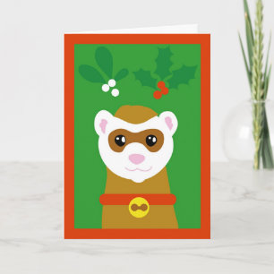 Yuletide ferret feestdagen kaart