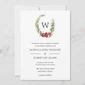Yuletide | Floral kerstmonogram bruiloft Kaart (Voorkant)