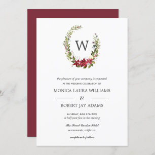 Yuletide Floral kerstmonogram bruiloft Kaart