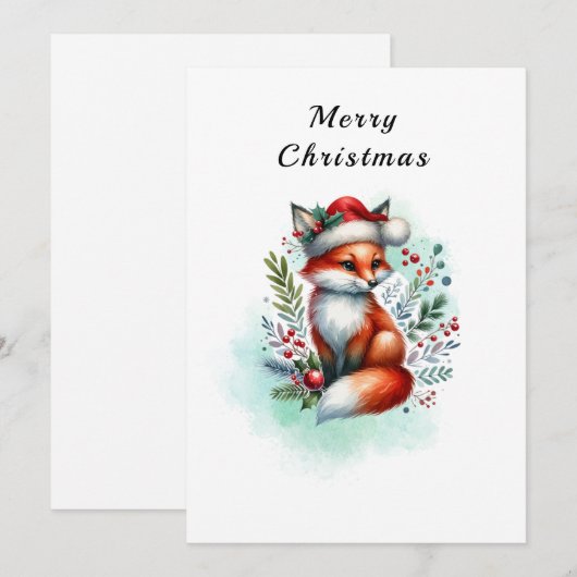 Yuletide Fox Christmas Greetings Feestdagenkaart (Voorkant / Achterkant)