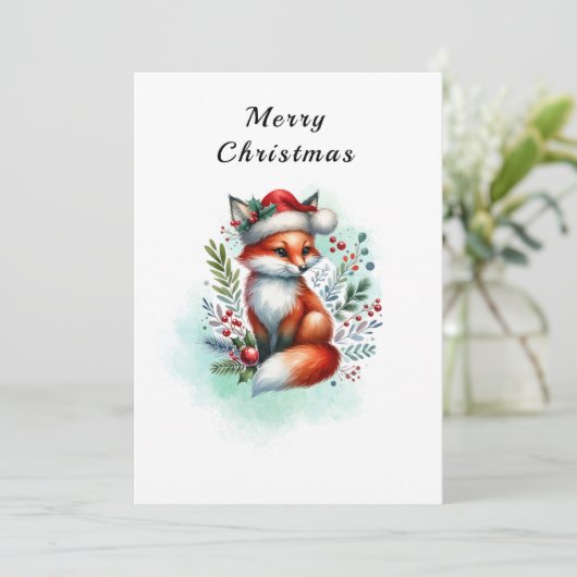Yuletide Fox Christmas Greetings Feestdagenkaart (Staand voorkant)