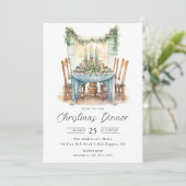 Yuletide Gathering Christmas Dinner Invitation Kaart (Staand voorkant)