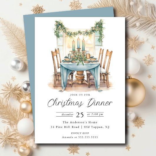 Yuletide Gathering Christmas Dinner Invitation Kaart