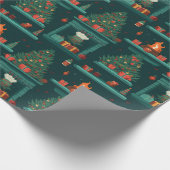 Yuletide Glow Open haard Feestelijke geschenken Cadeaupapier (Hoek)