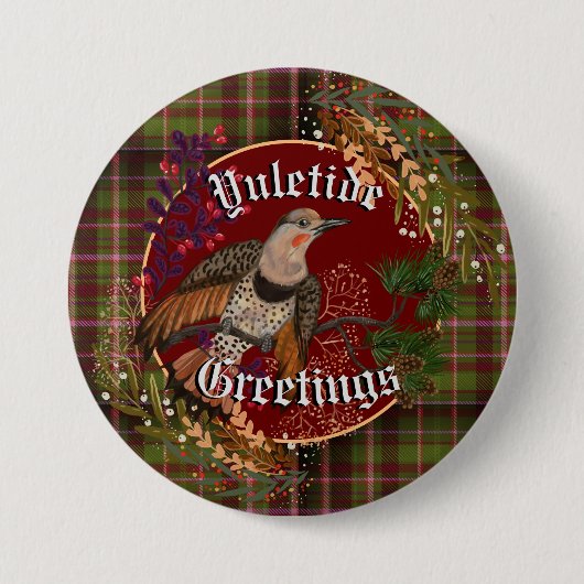 Yuletide Greetings Northern Flicker Ronde Button 7,6 Cm (Voorkant)