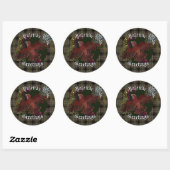 Yuletide Greetings Paarse Finch Ronde Sticker (Vel)