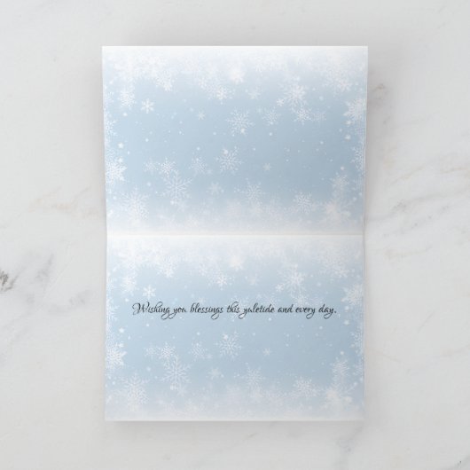 Yuletide Greetings Woodland Rabbits in Snow Feestdagen Kaart (Binnen)