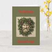 Yuletide Groeten Gevouwen Wenskaart Kaart (Gele Bloem)