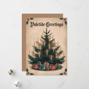 Yuletide Groetjes - Feestelijke Kandelaar Boom Feestdagenkaart
