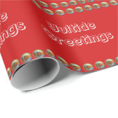 Yuletide Groetjes Rood inpakpapier (Rol Hoek)