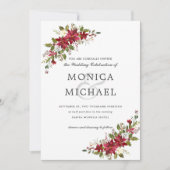 Yuletide | Kerstwinter Floral Corner Weddenschap Kaart (Voorkant)