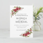 Yuletide | Kerstwinter Floral Corner Weddenschap Kaart (Staand voorkant)