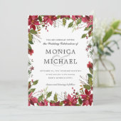 Yuletide | Kerstwinter Floral Lijst bruiloft Kaart (Staand voorkant)