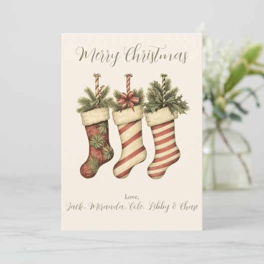  Yuletide Kousen Vrolijke kerst Kaart (Staand voorkant)