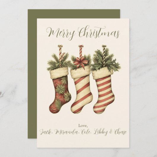  Yuletide Kousen Vrolijke kerst Kaart (Voorkant / Achterkant)