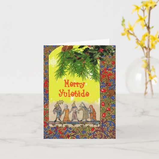 Yuletide middeleeuwse wezens kaart (Gele Bloem)