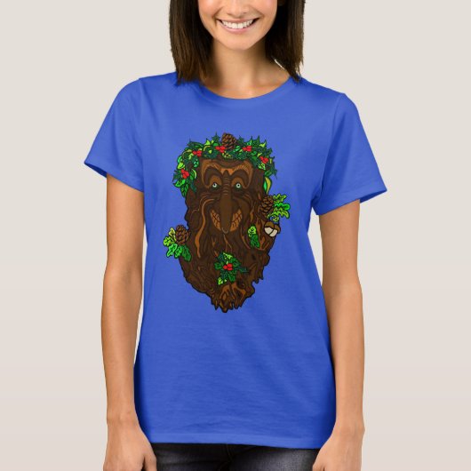 Yuletide Pagan Wicca Greenman T-Shirt (Voorkant)