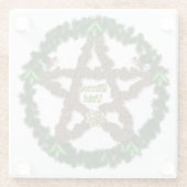 Yuletide Pentacle Glazen Onderzetter (Achterkant)