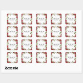 Yuletide | Poinsettia Bruiloft Monogram Vierkante Sticker (Vel)