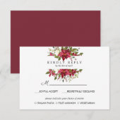 Yuletide | Poinsettia Bruiloft RSVP MAALTIJD OPTIE (Voorkant / Achterkant)
