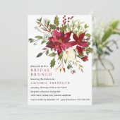 Yuletide| PoinsettiaBouquet Wedding Bridal Brunch Kaart (Staand voorkant)