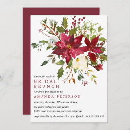 Yuletide| PoinsettiaBouquet Wedding Bridal Brunch Kaart