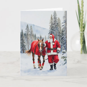 Yuletide Ride Waterverf Santa Westerne Kerst Kaart