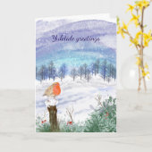 Yuletide robin kaart (Gele Bloem)