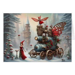 Yuletide Steampunk Motor Groet Vakantie Kaart
