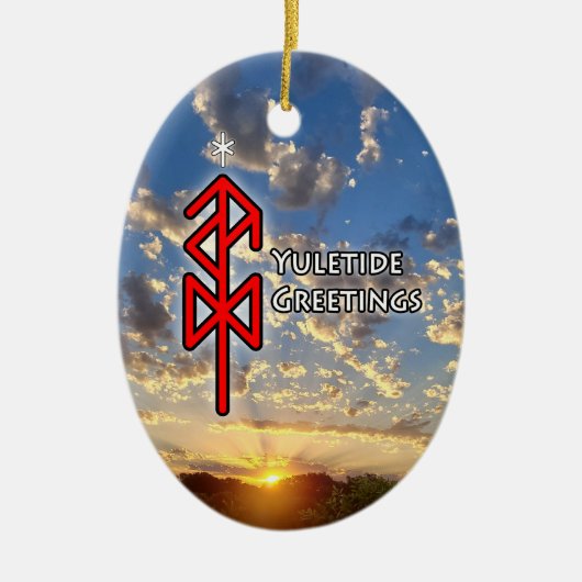 Yuletide Viking Rune Keramisch Ornament (Voorkant)