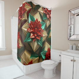 Yuletide weelde: Gouden draden van Kerstmis Douchegordijn