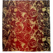 Yuletide weelde: Gouden draden van Kerstmis Douchegordijn (Voorkant)