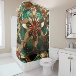 Yuletide weelde: Gouden draden van Kerstmis Douchegordijn