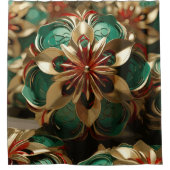 Yuletide weelde: Gouden draden van Kerstmis Douchegordijn (Voorkant)