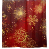 Yuletide weelde: Gouden draden van Kerstmis Douchegordijn (Voorkant)