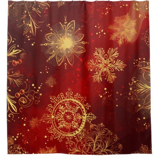 Yuletide weelde: Gouden draden van Kerstmis Douchegordijn (Voorkant)