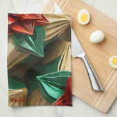 Yuletide weelde: Gouden draden van Kerstmis Theedoek (Quarter Fold)