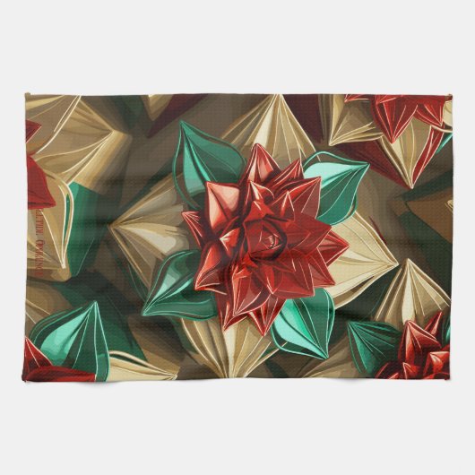 Yuletide weelde: Gouden draden van Kerstmis Theedoek (Horizontaal)