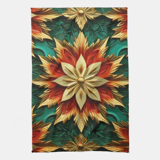 Yuletide weelde: Gouden draden van Kerstmis Theedoek (Verticaal)