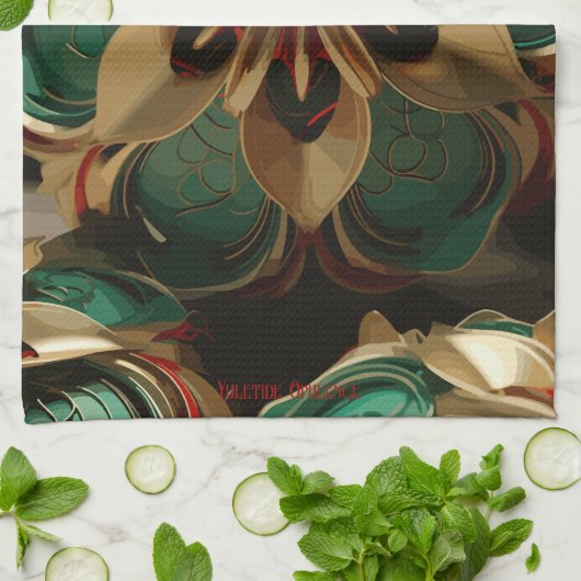 Yuletide weelde: Gouden draden van Kerstmis Theedoek (Gevouwen)