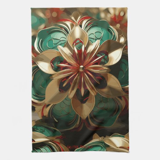 Yuletide weelde: Gouden draden van Kerstmis Theedoek (Verticaal)