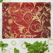 Yuletide weelde: Gouden draden van Kerstmis Theedoek (Gevouwen)