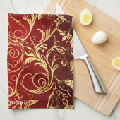 Yuletide weelde: Gouden draden van Kerstmis Theedoek (Quarter Fold)