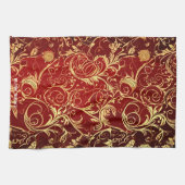 Yuletide weelde: Gouden draden van Kerstmis Theedoek (Horizontaal)