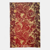 Yuletide weelde: Gouden draden van Kerstmis Theedoek (Verticaal)